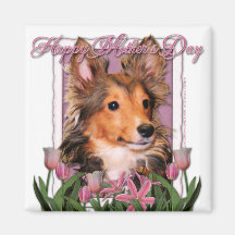 Dia das mães - tulipas cor-de-rosa - filhote de ca imas de geladeira