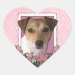 Dia das mães - tulipas cor-de-rosa - Jack Russell Adesivos De Corações