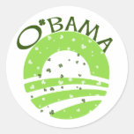 Dia de São Patrício de Obama Adesivo Em Formato Redondo