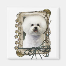 Dia dos pais - patas de pedra - Bichon Frise Imã De Geladeira