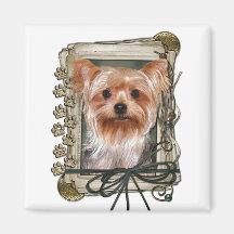 Dia dos pais - patas de pedra - yorkshire terrier imãs de refrigerador