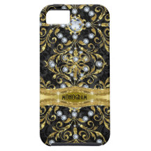 Diamantes & floral do ouro Damasco-Personalizado Capa iPhone 5 Case-Mate
