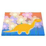 Dinossauro bonito em um impressão das canvas do ca impressão de canvas envolvidas