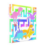 Dinossauros bonitos em trabalhos de arte do labiri impressão de canvas esticadas