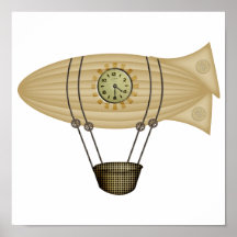 dirigível do zepelim do steampunk pôsteres