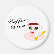 Diva do café imã de refrigerador