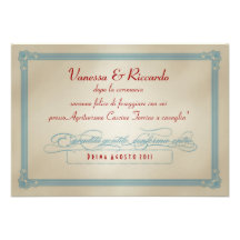 DIY branco & azul vermelho italiano que Wedding RS Convite