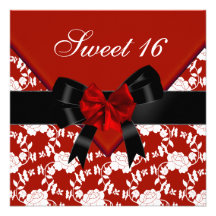 Doce arco floral branco preto vermelho de 16 anive convites personalizados