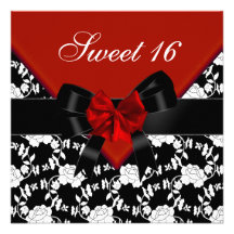 Doce arco floral branco preto vermelho de 16 anive convites personalizados