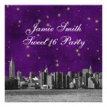 Doce roxo gravado 16 da estrela do ouro da skyline convites