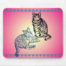 Dois gatos de gato malhado Mousepad