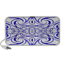Doodle branco azul do design caixinhas de som para laptop