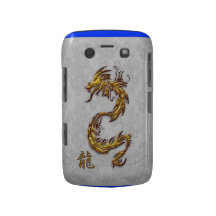 Dragão chinês do ouro na caixa de Blackberry do la Capa Blackberry Bold
