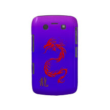Dragão chinês do vermelho 3D na caixa azul de Blac Capa Blackberry Bold