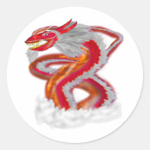 Dragão vermelho adesivos redondos
