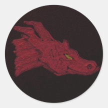 Dragão vermelho adesivos redondos