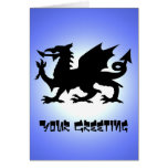 Dragão voado preto de Wales contra o céu azul Sun Cartoes
