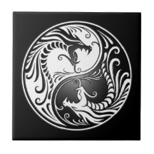 Dragões de Yin Yang Azulejos De Cerâmica