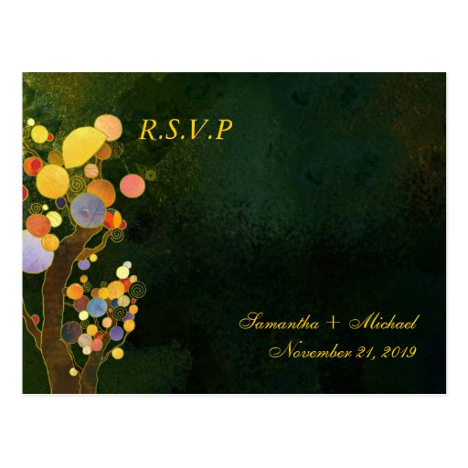 Duas árvores em RSVP Wedding verde escuro (4.25x5. Cartão Postal