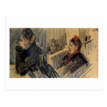 Duas mulheres em uma caixa do balcão, Vincent van  Cartao Postal
