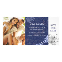 Economias florais do casamento da mãe branca azul  cartões com foto