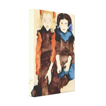 Egon Schiele - meninas Impressão De Canvas Envolvida