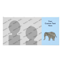 Elefante asiático, na luz - azul. cartão com foto