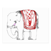 Elefante Funky Cartao Postal