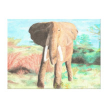Elefante no impressão das canvas do savana impressão de canvas envolvida