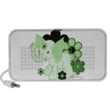 Elefante verde do abacate com flores das bolinhas caixinha de som para mini