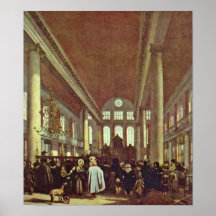 Emanuel de Witte - interior da sinagoga Pôsteres
