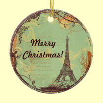 Enfeites de natal da torre Eiffel no verde ornamentos