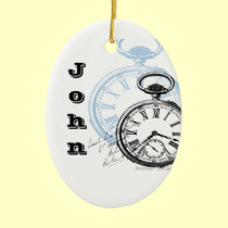 Enfeites de natal do relógio de bolso do tempo ornamentos