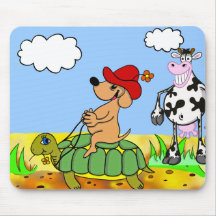 engraçados cão, tartaruga, e vaca mousepad