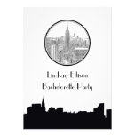 ESB 01S gravado redondo Bachelorette da skyline de convites