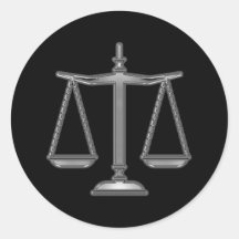Escalas de justiça - etiqueta da lei adesivos redondos