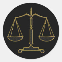 Escalas do ouro de justiça - etiqueta da lei adesivo