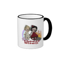 Escolha sàbiamente meninas do diabo do anjo caneca