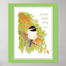 Escritura, acção de graças, outono, Chickadee, pás Posteres