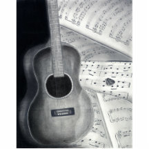Escultura da foto da guitarra & da partitura esculturafoto