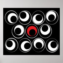 Esferas gráficas no vermelho pôsteres