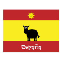 Espanhol bonito Bull, bandeira & cartão de sorriso Cartoes Postais