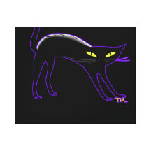 estiramento preto do gato do gatinho impressão de canvas esticadas