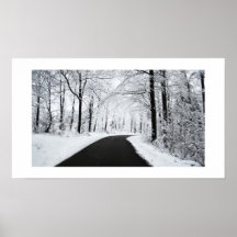 Estrada de floresta do inverno poster