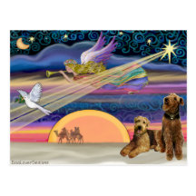 Estrela do Natal dos Airedales (dois) - Cartoes Postais