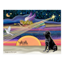 Estrela do Natal - labrador retriever (preto) Cartões Postais