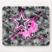Estrelas & crânios de Emo Mouse Pad