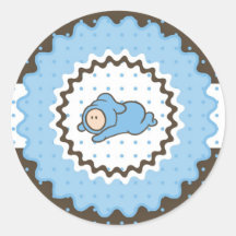 Etiqueta-azul de Cutietoots e marrom contemporâneo Adesivo