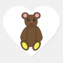 Etiqueta bonito do urso de Brown Adesivos De Corações