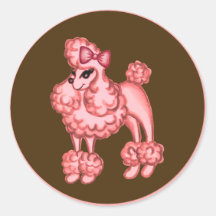 Etiqueta cor-de-rosa da caniche adesivo